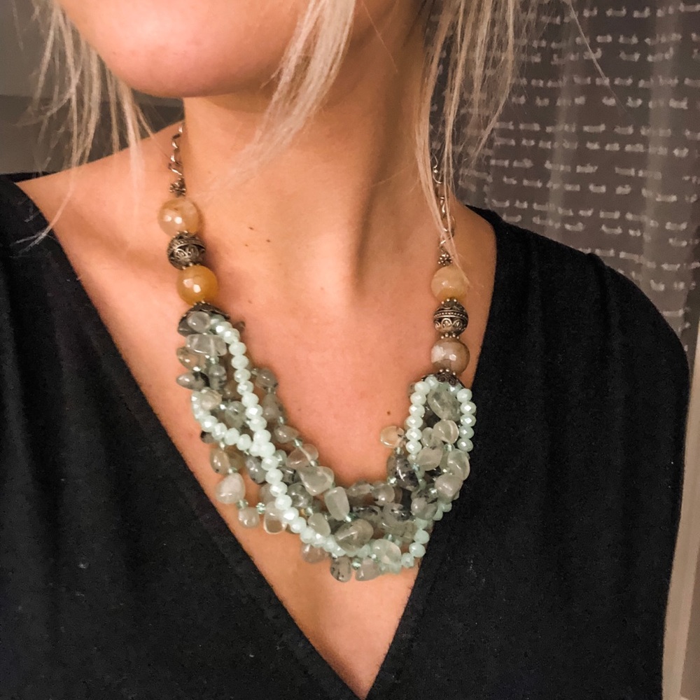 Glass Beaded Statement Necklace